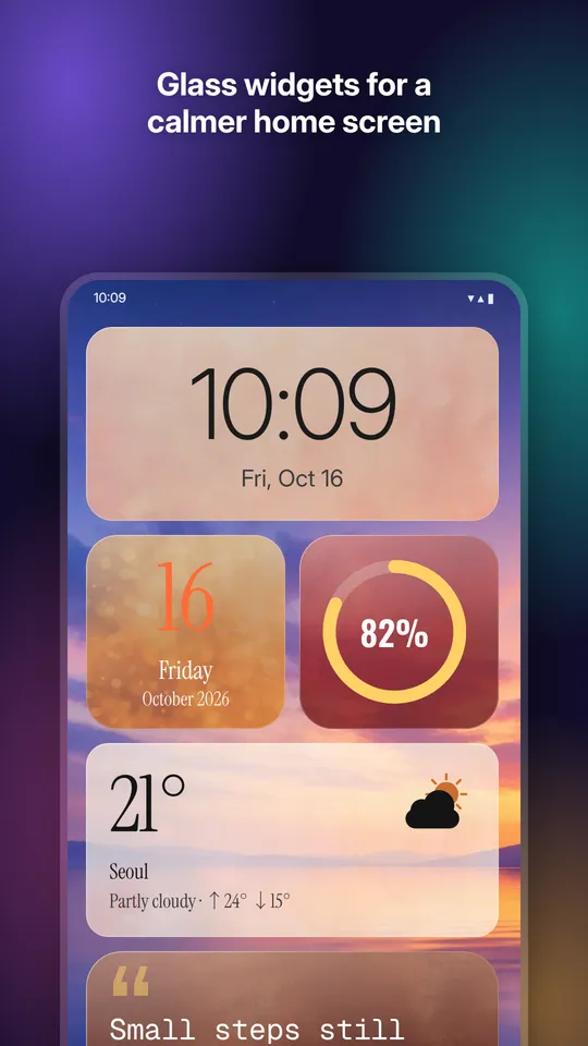Lumen glass widgets on a home screen
